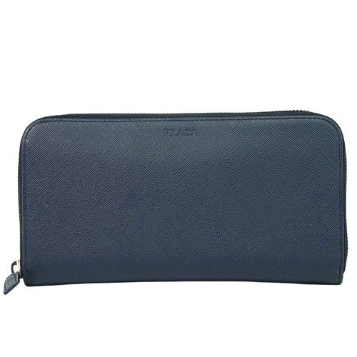 Prada Saffiano Leather Navy Leather Wallets Accessory Pre-Owned
