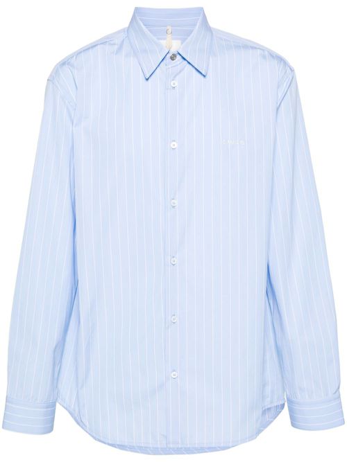 Logo-embroidered cotton shirt - Blue