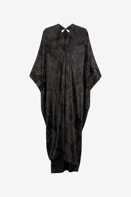 Ornamental Black Silk Kaftan