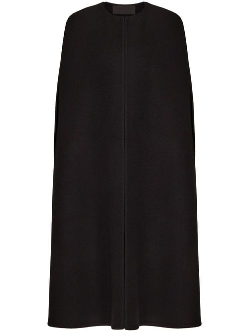 Crew-neck cape coat - Black