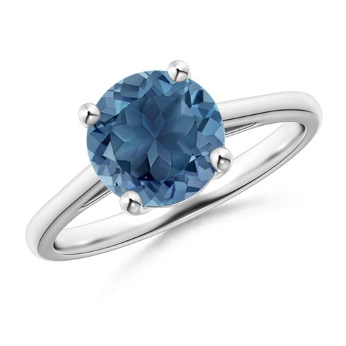 Angara 2.35 Carats Classic Prong-Set Round London Blue Topaz Solitaire Ring in Platinum