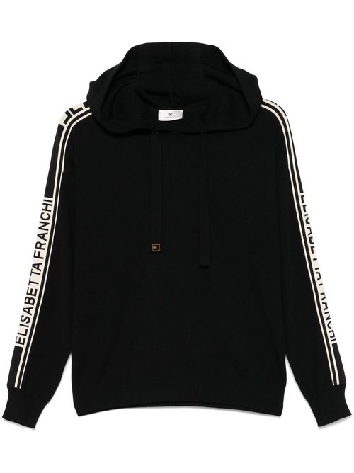 Contrast-band hoodie - Black