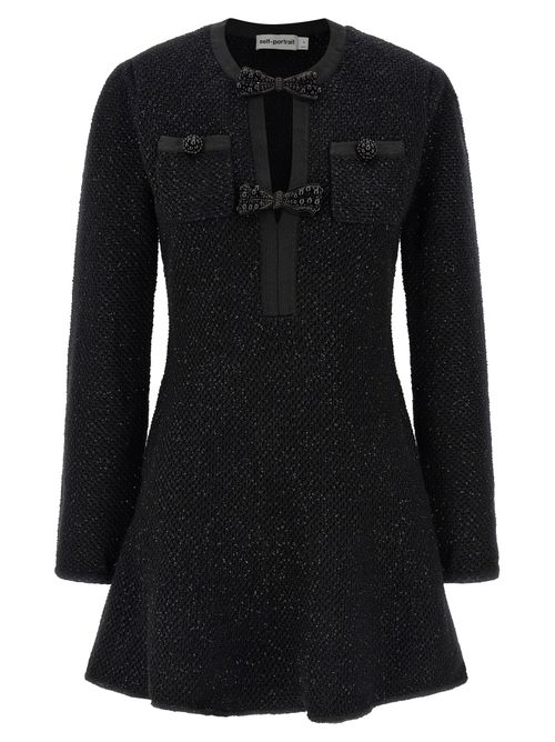 Black Sequin Knit Mini Dress