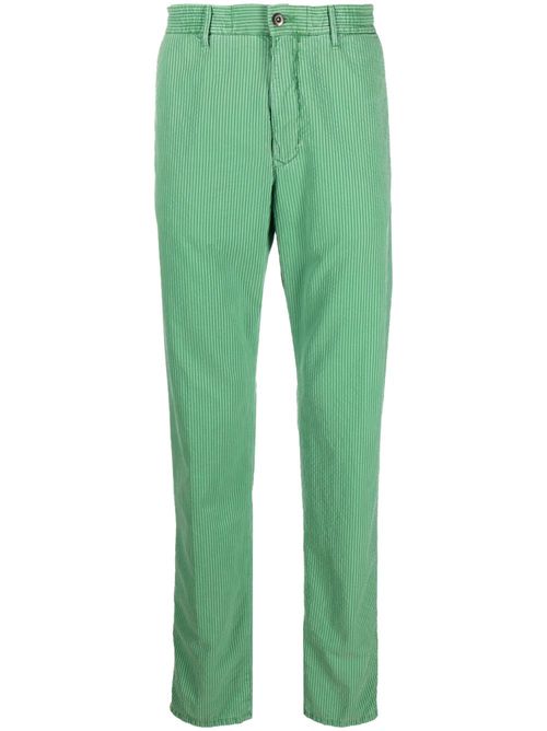 Cotton-lyocell blend pinstriped trousers - Green