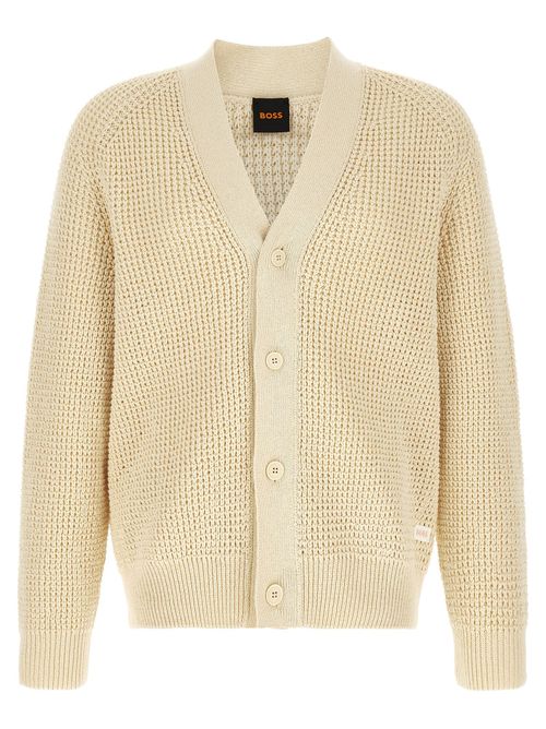 Honeycomb Cotton Blend Cardigan — cream
