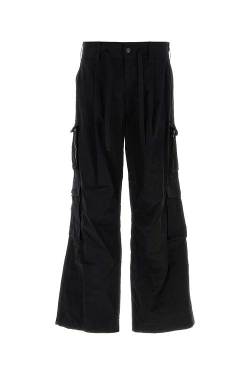 Multi-Pocket Cotton-Blend Cargo Pants — Black