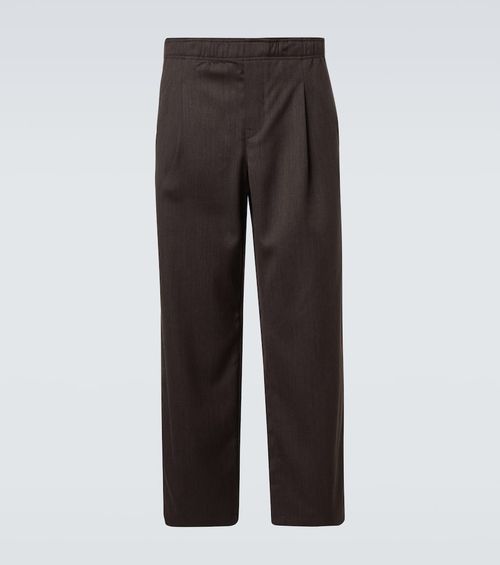 Leisure mid-rise wide-leg wool pants