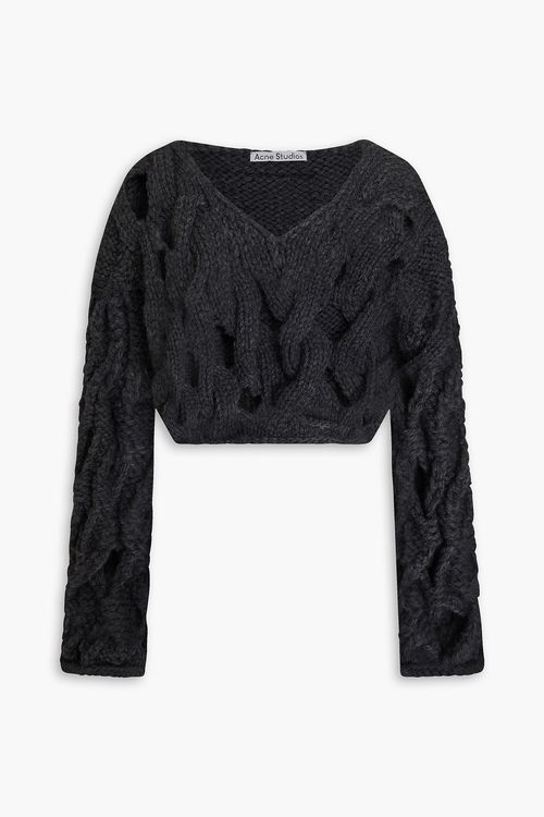 Cropped cable-knit sweater