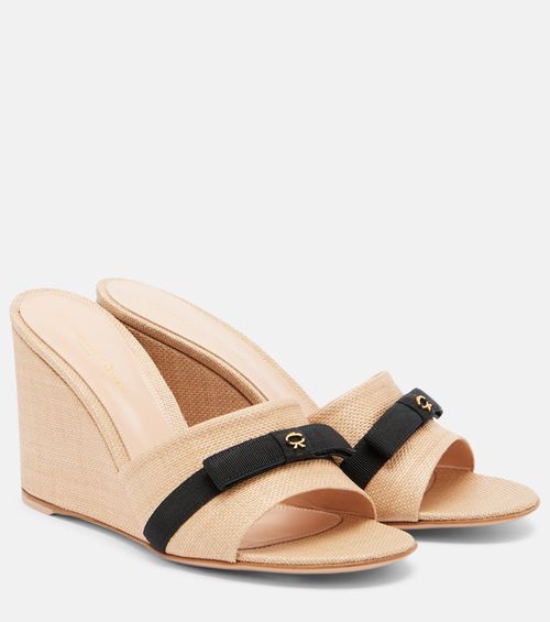 Haiti raffia wedge mules