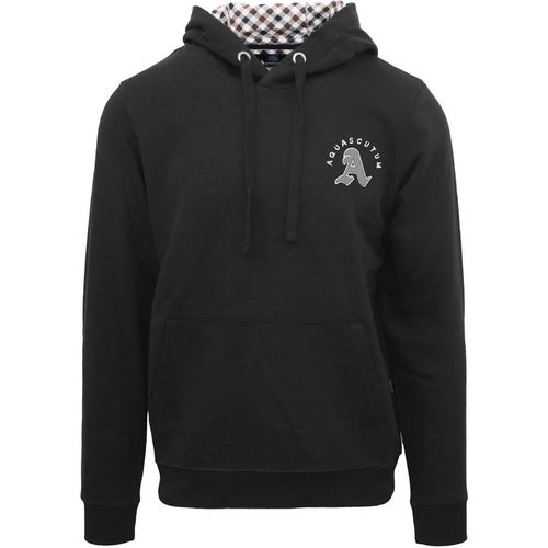 Aquascutum Mens Hooded Neck Long Sleeve Sweatshirt with Kangaroo Pocket in Black - X-Large
