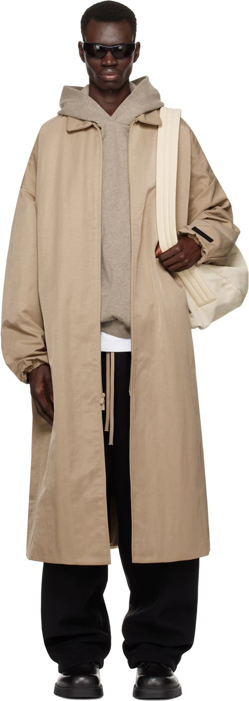Fear of God ESSENTIALS Beige Textured Nylon Trench Coat