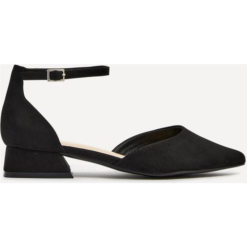 Linzi Dolly Wide Fit Black Faux Suede Low Court Hee