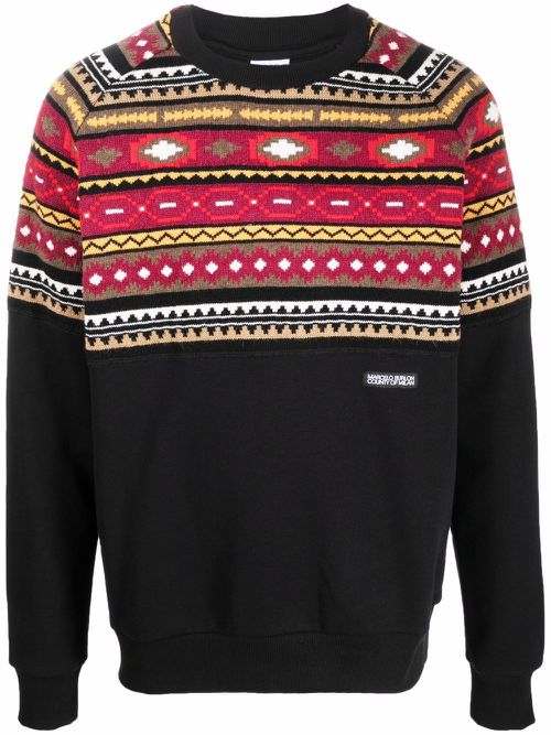 Folk-pattern sweatshirt - Black