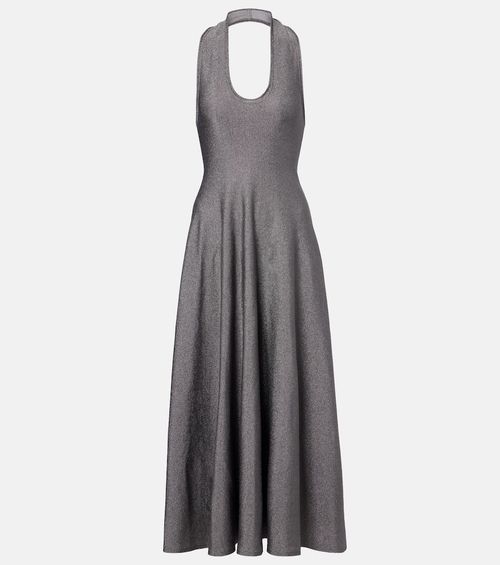 Melina halterneck lamé maxi dress