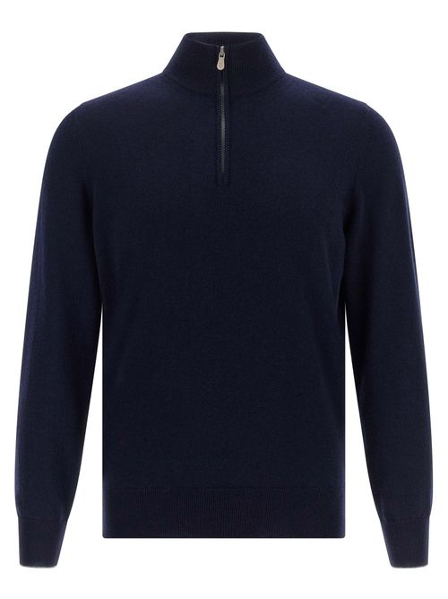 Half-Zip Cashmere Sweater — Navy