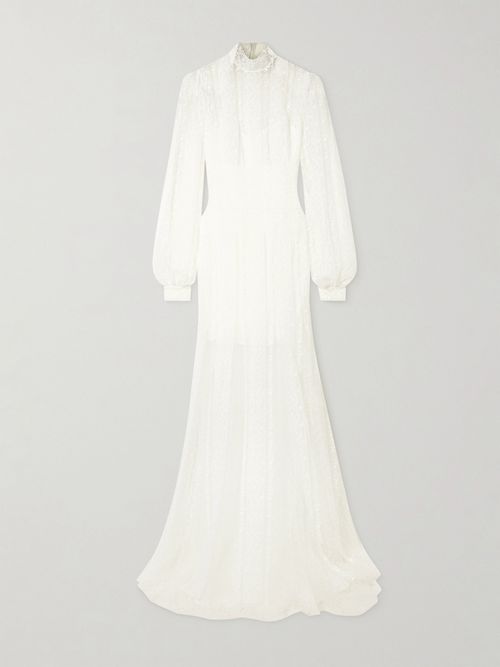 Theia Embroidered Tulle Gown - Off-white