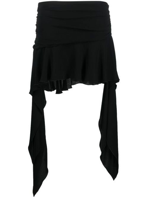 Asymmetric-design flared skirt - Black