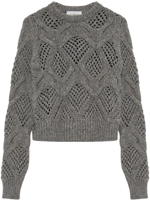 Open-knit long-sleeve jumper - Grey