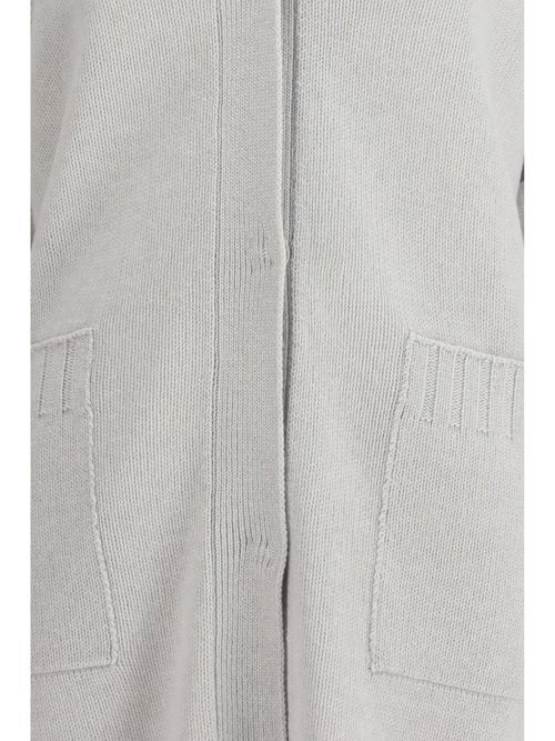 Fine-Knit Fleece Wool Cardigan — Gray