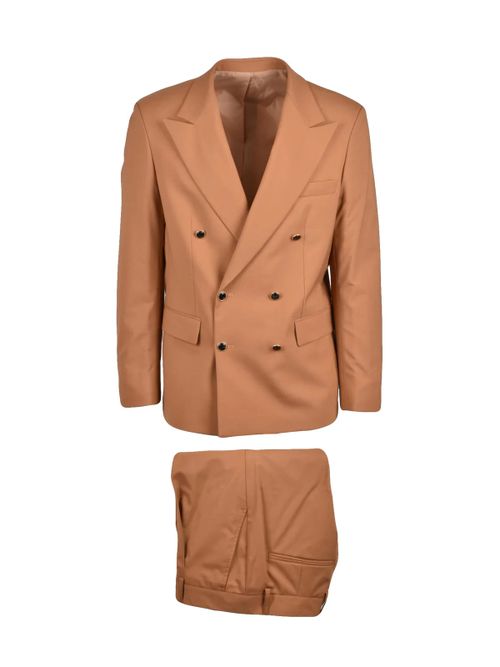 Gold Virgin Wool Polyester Elastane Men Suit