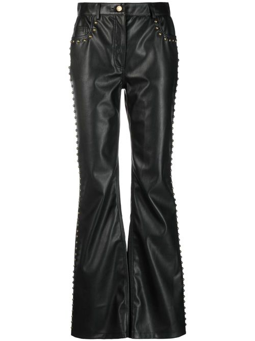 Stud-detail mid-rise trousers - Black