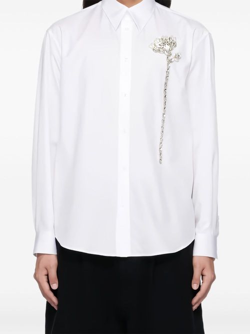 Floral-appliqué shirt - White