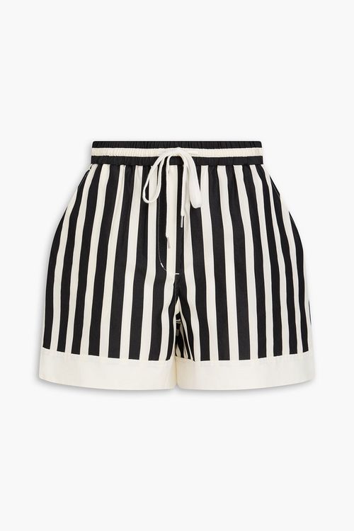 Striped cotton and silk-blend shorts - Black - XS