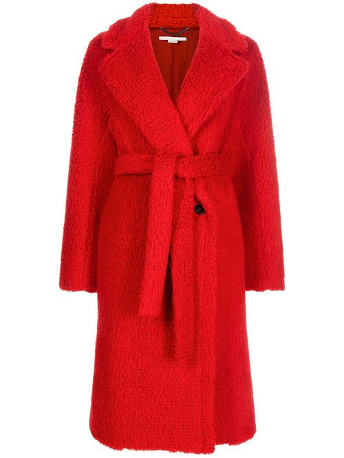 Belted teddy coat - Red
