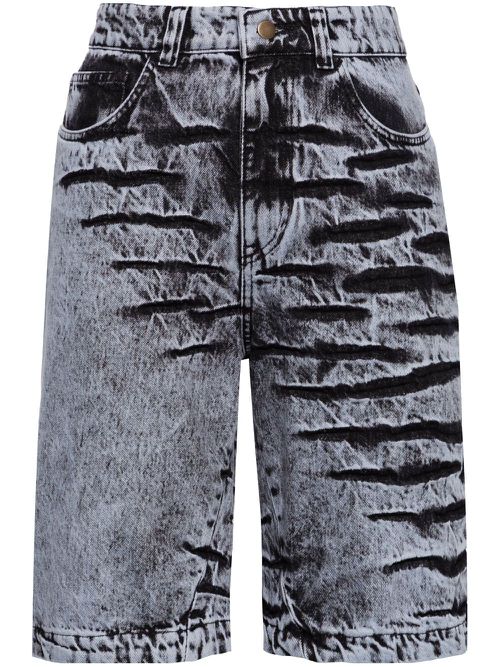 Bleach-wash denim shorts - Black