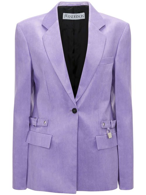 Notched-lapels button-fastening blazer - Purple