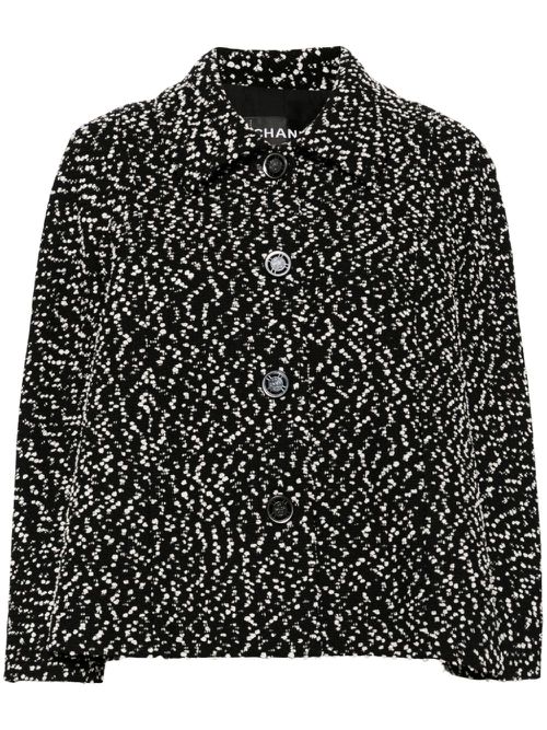 2000s single-breasted tweed jacket - Black
