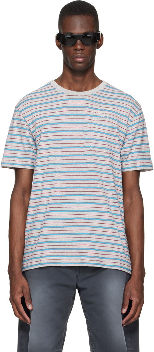 Gray & Blue Striped T-shirt