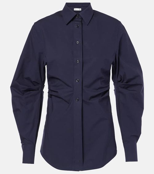 Gathered cotton-blend shirt