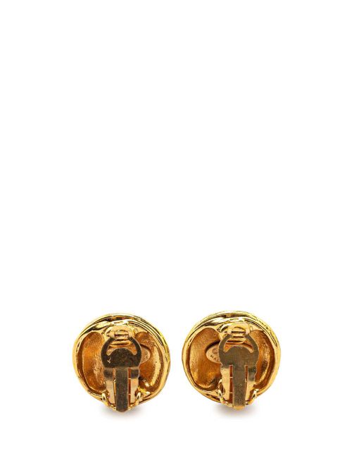 1994 Gold Plated CC Round Clip On Earrings costume earrings
