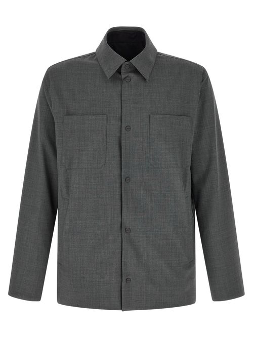 Reversible Wool-Blend Overshirt — Gray