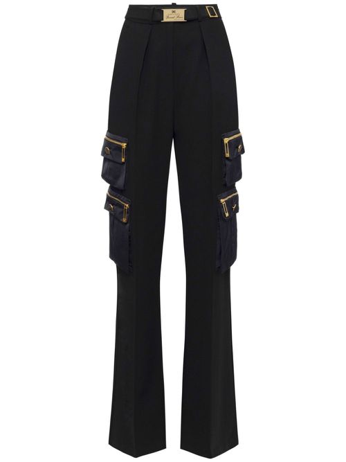 Belted straight trousers - Black