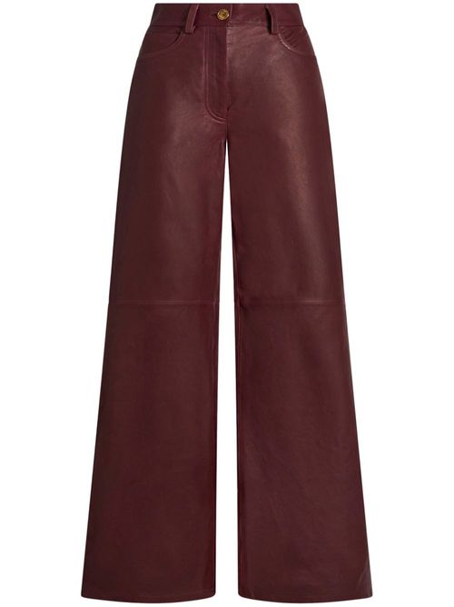 Wide-leg leather trousers - Red