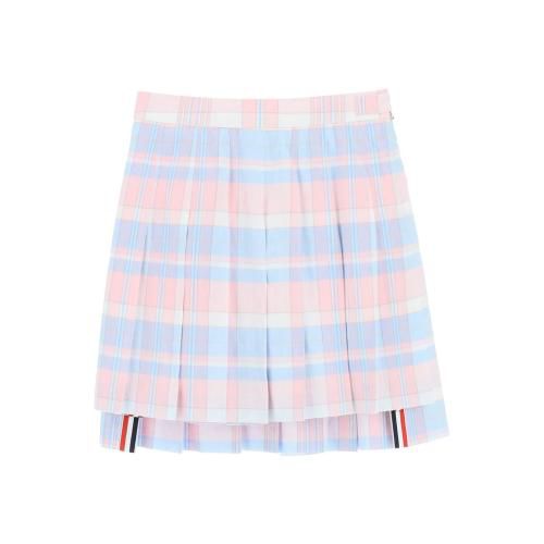 Checked pleated miniskirt - 680 LT PINK