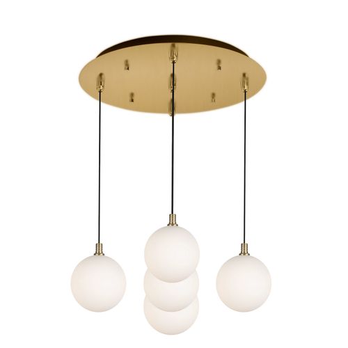 Brushed Gold Opal Glass LED Pendant from the Bolla Collection