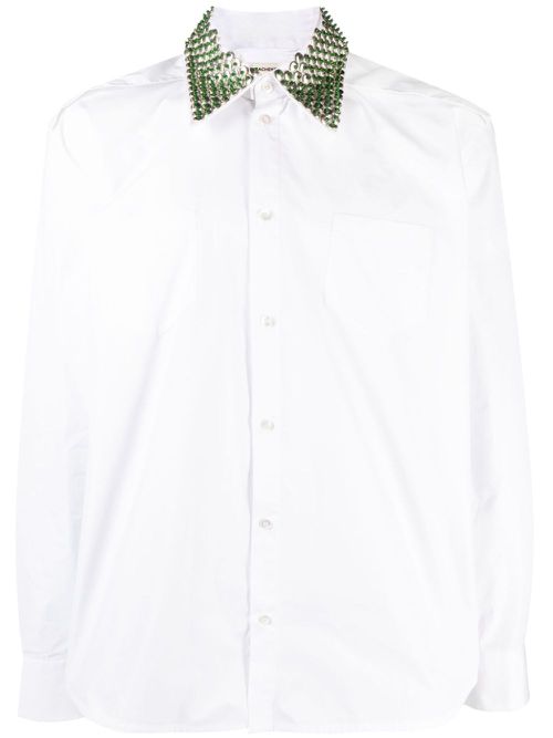 Crysttal-embellished long-sleeve shirt - White