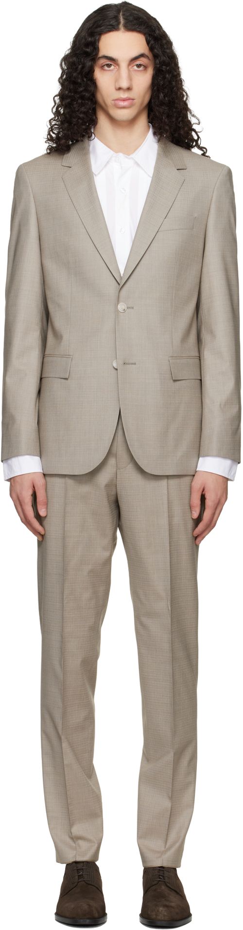 Taupe Two-Piece Slim-Fit Stretch Wool Suit