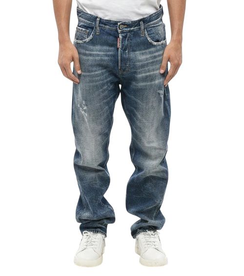 Blue Straight Mid Rise Jeans