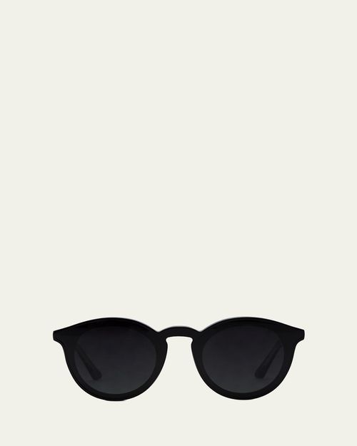Collins Round Monochromatic Acetate Sunglasses w/ Nylon Overlay Lens