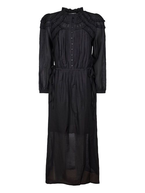 Ruffled button-front dress - Black