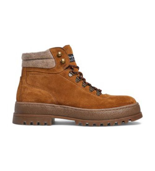 Pepe Jeans for man. PMS50251 Lincoln Hiking leather boots brown (46), Flat, Suede, Laces, Casual