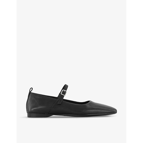 Womens Black Delia Leather Mary Jane Flats