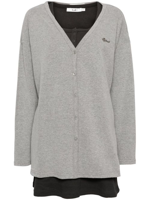 Layered button-up cardigan - Grey