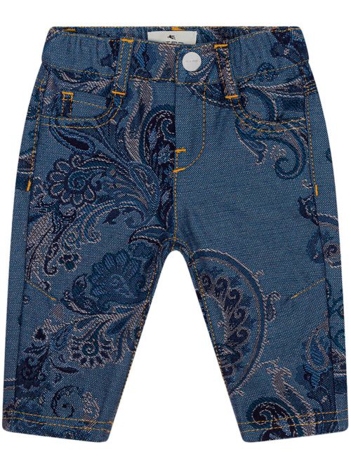 Jacquard straight jeans - Blue