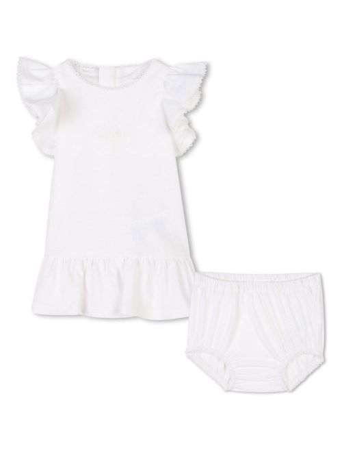 Organic cotton dress and bloomers set - White