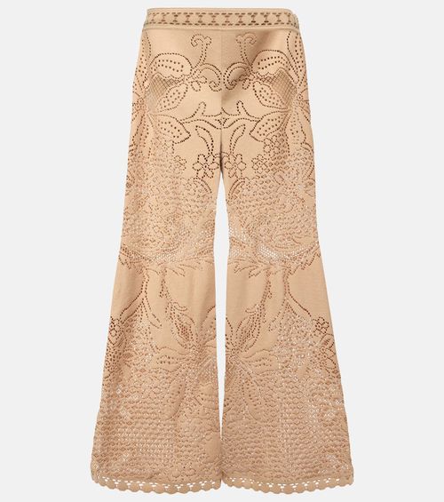 Guipure lace wide-leg pants